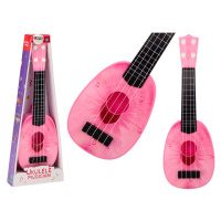 mamido Ukulele pro děti Mini kytara 4 struny s motivem broskve růžová 15″