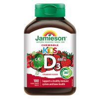 JAMIESON - Vitamin D3 Kids 400 IU tablety na cucání s příchutí jahody pro děti 100 tbl.