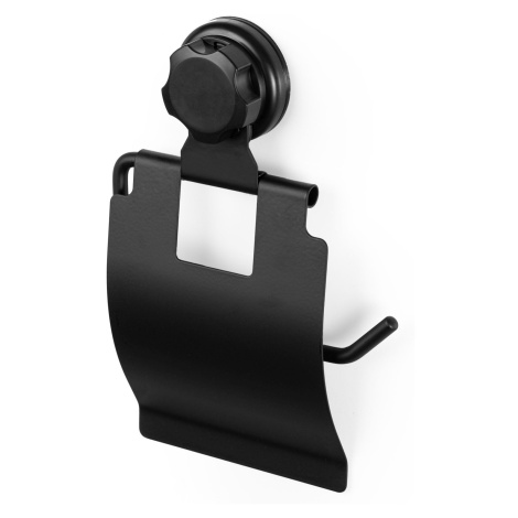 Držák na toaletní papír Compactor Bestlock Black, systém s přísavkou - bez vrtání