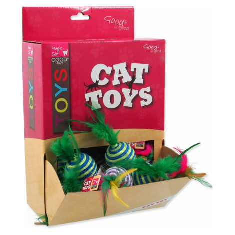 Hračka Magic Cat míček s pruhy a peříčky bavlna 4,5cm 30ks