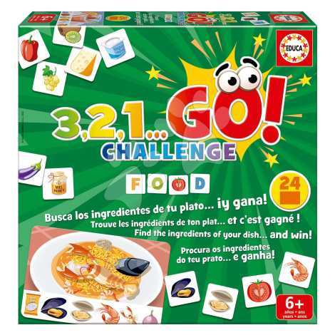 Společenská hra Jídla 3,2,1... Go! Challenge Food Educa 24 obrázků 150 dílů anglicky španělsky f