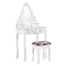 BELIANI 4 zásuvky oválné zrcadlo a bílá stolička AMOUR