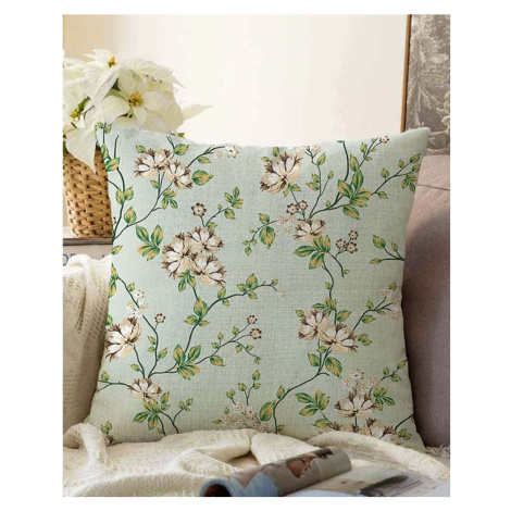 Zelený povlak na polštář s příměsí bavlny Minimalist Cushion Covers Blooming, 55 x 55 cm