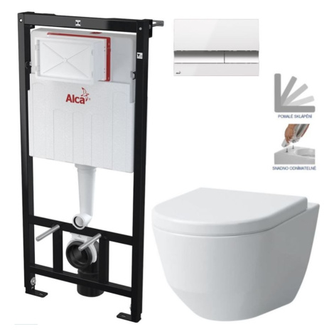ALCADRAIN Sádromodul předstěnový instalační systém s bílým/ chrom tlačítkem M1720-1 + WC LAUFEN  AKCE/SET/ALCA