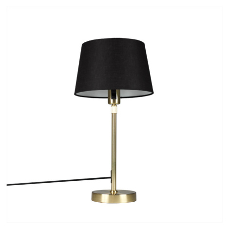 Stolní lampa zlatá / mosaz s černým odstínem nastavitelná 25 cm - Parte QAZQA