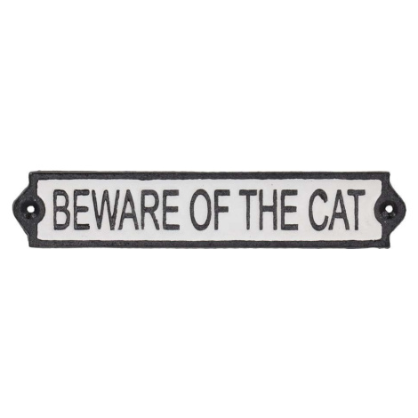 Litinová cedule 26x5 cm Beware of the Cat – Esschert Design