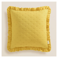 Romantický povlak na polštář MOLLY v hořčicově žluté barvě 45 x 45 cm