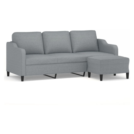 vidaXL 3místná pohovka s podnožkou světle šedá 180 cm textil