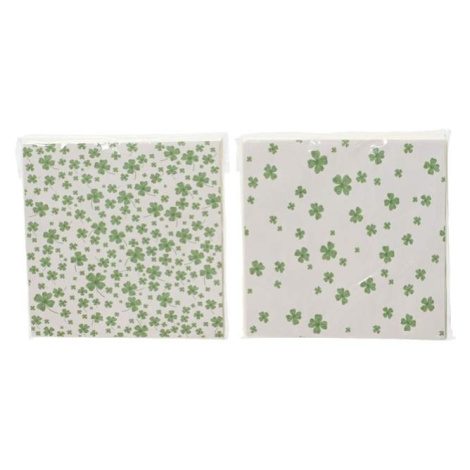 Ubrousky papírové se čtyřlístky mix bílo-zelené 20ks Kaemingk