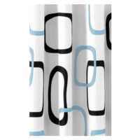 Sprchový závěs 180x200cm, polyester, bílá/černá/modrá ZP004