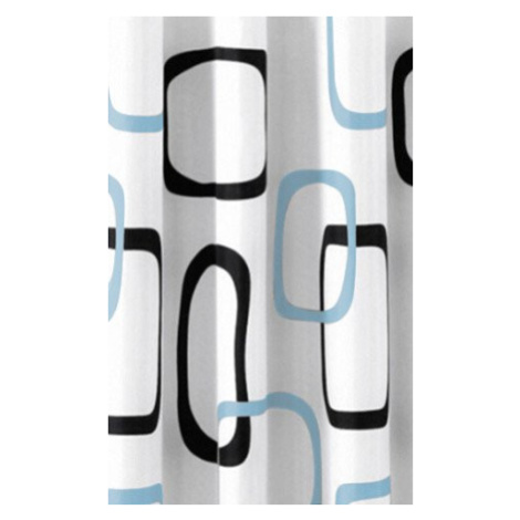 Sprchový závěs 180x200cm, polyester, bílá/černá/modrá ZP004 AQUALINE