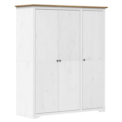 vidaXL Šatní skříň BODO bílá a hnědá 146x53,5x173 cm masivní borovice