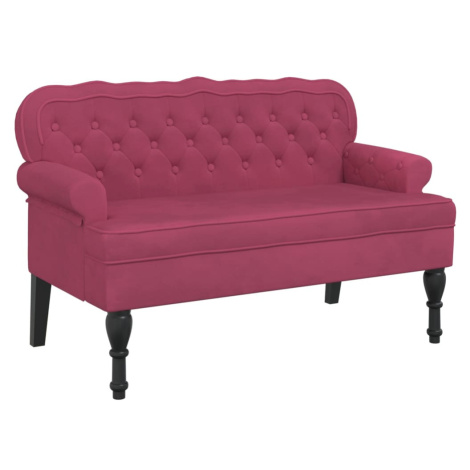 vidaXL Lavice s opěradlem vínová 119,5 x 64,5 x 75 cm samet