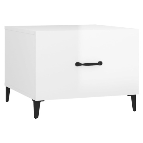 vidaXL Konferenční stolek s kovovými nohami lesklý bílý 50x50x40 cm