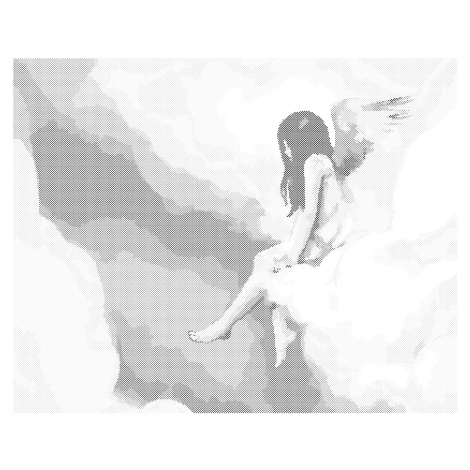 Tečkování - ANDĚL SEDÍCÍ NA OBLAKU Rozměr: 40x50 cm, Rámování: bez rámu a bez vypnutí plátna