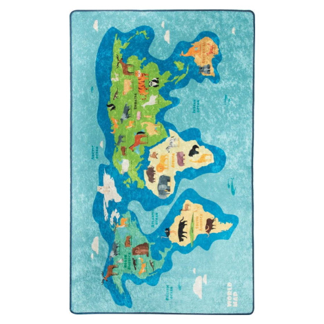 Modrý dětský protiskluzový koberec Conceptum Hypnose Map, 140 x 190 cm