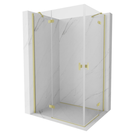 MEXEN/S Mist H Duo sprchový kout dveře křídlové 110 x 75, transparent, zlato kartáčovaná 8A5-110