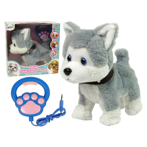 mamido  Plyšový pejsek Husky interaktivní edukační s vodítkem a písničkami chodící