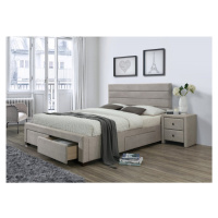 Dvoulůžková postel KAYLEON –⁠ 160x200, látka, béžová