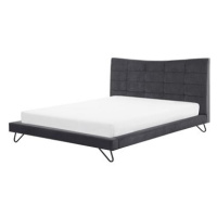 BELIANI postel LANNION 160 × 200 cm, sametová, šedá