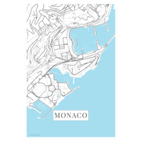 Mapa Monaco white, POSTERS, (26.7 x 40 cm)