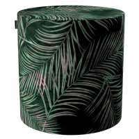 Dekoria Sedák Barrel- válec pevný,  d40cm, výška 40cm, stylizované palmové listy na zeleném podk