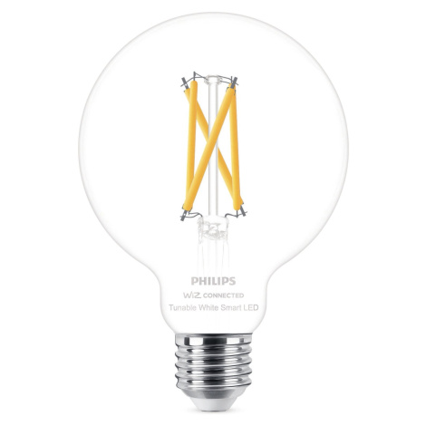 Philips Chytrá LED žárovka Filament E27 G95, 7 W, 806 lm, 2700-6500 K, čirá