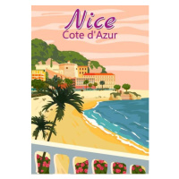 Ilustrace Nice French Riviera coast poster vintage., VectorUp, (26.7 x 40 cm)