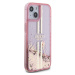 Guess PC/TPU Liquid Glitter Gold Stripe kryt iPhone 15 růžový