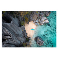 Fotografie Aerial view of woman with kayak, Marco Bottigelli, 40 × 26.7 cm