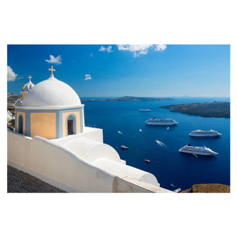 Fotografie Greece, Santorini, Fira (Thera), church domes, Sylvain Sonnet, 40 × 26.7 cm