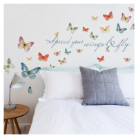 York Wallcoverings Samolepky na stěnu motýli s nápisem WINGS