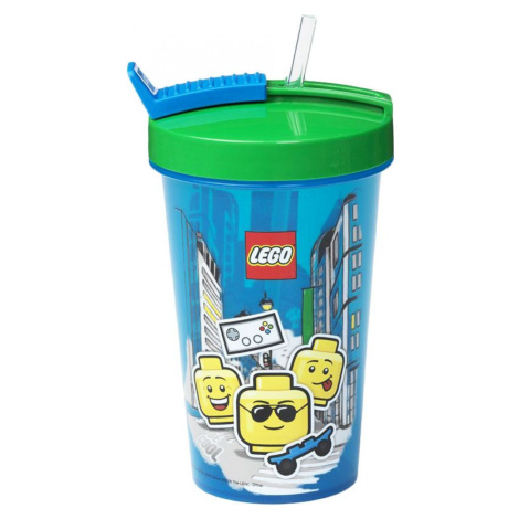 LEGO® Iconic Boy láhev s brčkem - modrá zelená