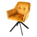 LuxD Designová otočná židle Galileo hořčicovo-žlutý samet