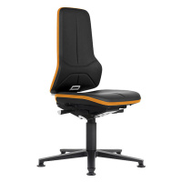 bimos Průmyslová otočná židle NEON ESD, patky, permanentní kontakt, koženka, oranžový flexibilní