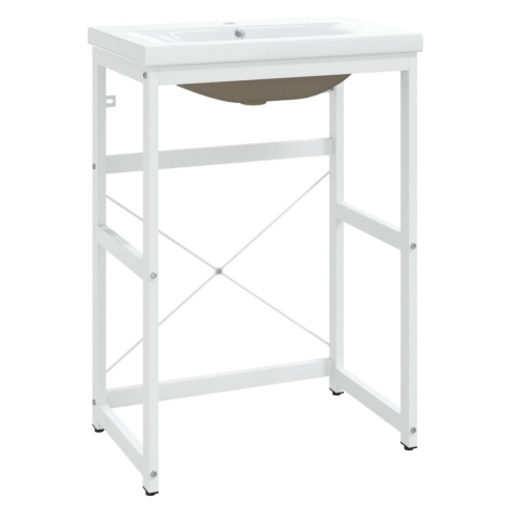 vidaXL Koupelnový rám s vestavěným umyvadlem bílý železo