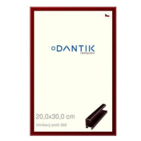 DANTIK rámeček 20 × 30, ALU profil 7269 Červený Rubin broušený sklo čiré