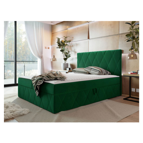 Moderní boxspring postel Silena 140x200cm, zelená Magic Velvet