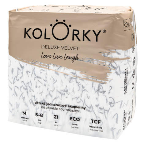 KOLORKY DELUXE VELVET - M (5-8 kg) jednorázové eko plenky se sametovým povrchem 21 ks