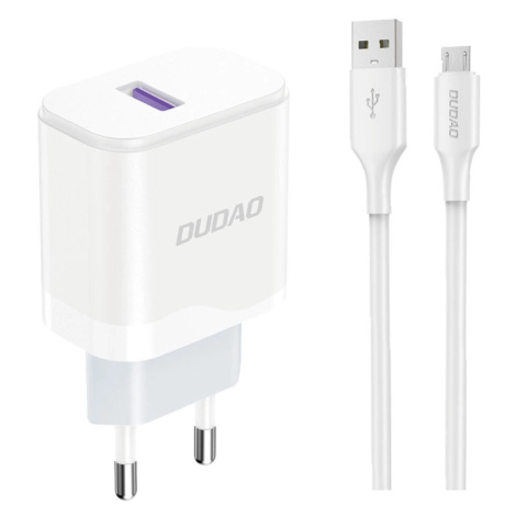 Dudao A20EU USB-A 18W síťová nabíječka - bílá + kabel USB-A - micro USB