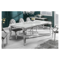 LuxD Designový jídelní stůl Rococo 180 cm stříbrný - mramor