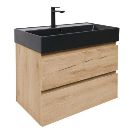 Koupelnová skříňka 2 zásuvková s umyvadlem SAT B-Way 79x50x45 cm dub mat BWAY280OAKU2B2B