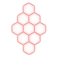 Escape6 Kompletní LED hexagonové svítidlo červené, rozměr 9 elementů 246 × 386 cm