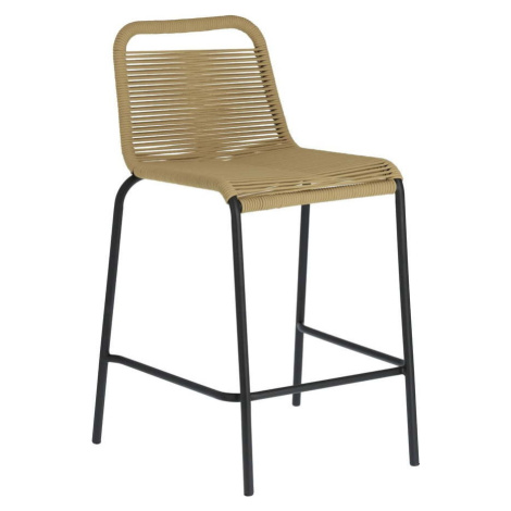 Béžová barová židle s ocelovou konstrukcí Kave Home Glenville, výška 62 cm
