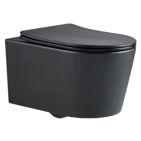 WC závěsné SAT Brevis včetně prkénka softclose, 48 cm, černý SATBRE010RREXPBKM