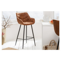 Estila Retro barová židle Ima s hnědým čalouněním na černé konstrukci 104cm