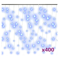 vidaXL LED světelný závěs s rampouchy 10 m 400 LED modrý 8 funkcí
