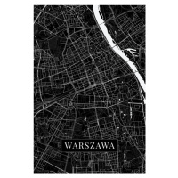 Mapa Warszawa black, (26.7 x 40 cm)