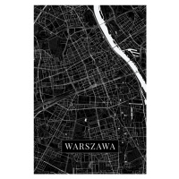 Mapa Warszawa black, 26.7 × 40 cm