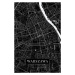 Mapa Warszawa black, (26.7 x 40 cm)